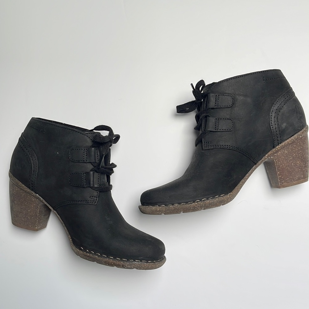 Clarks black booties, size 8.5.